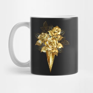 Waffle Horn with Gold Roses Mug